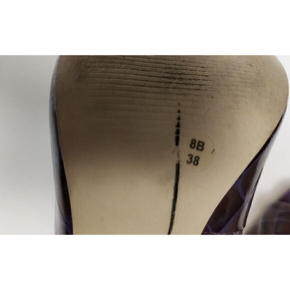 BCBG Girl Ariel Open Peep Toe Purple Patent Leather Stiletto High Heels Size 8B - Picture 7 of 7